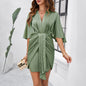 Women's Tiktok Amazon Spring/Summer Elegant Solid Color Waist Dress