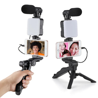 Vlogging kit for mobile phone tripod 36 led fill light and mini microphone for live stream, video TikTok YouTube