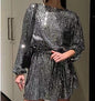 Fashionable sequin sequin color waistband dress small formal dress