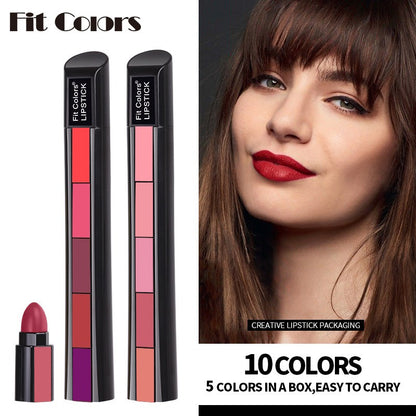 5 Colors Matte Velvet Lipstick Waterproof Sweatproof Lip Gloss Duration Colorfast Lipstick Non Stick Cup Lip Gloss Cosmetics