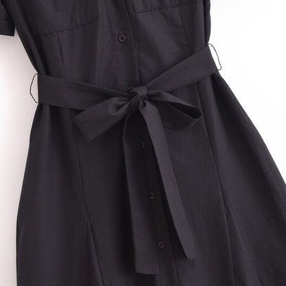 Fashionable temperament shirt style high-end MIDI dress