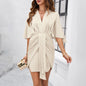 Women's Tiktok Amazon Spring/Summer Elegant Solid Color Waist Dress