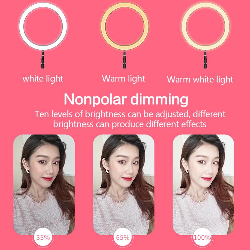 Foldable LED Ring Light Dimmable Selfie USB Ring Video Light with 1.68m Stand For Video Youtube Tiktok Makeup Flash