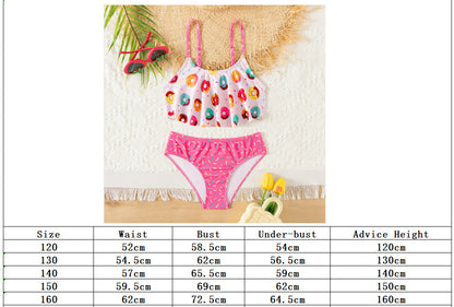 Amazon TEMU Girls' Two-piece Swimsuit Donut Contrast Color Novelty Swimsuit