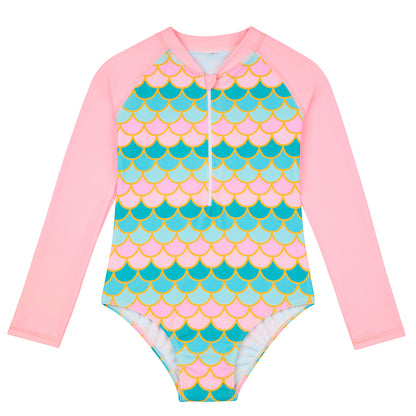 Mermaid Swimsuit Children's One-piece Swimsuit Long Sleeve & Girls' Hot Spring Scale Girls' Swimsuit