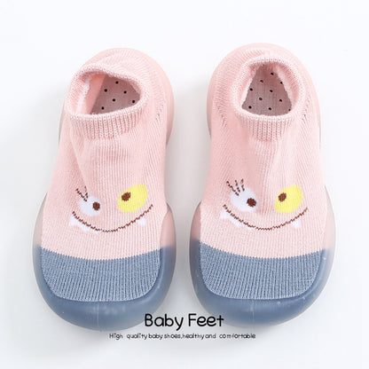 1 Pair Baby Socks Shoes Wear Resistant Flexible Rubber Sole Breathable Baby Infant Toddler Socks Shoes Pink 22/23, Inner Length 13.5cm / 5.3in