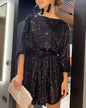 Fashionable sequin sequin color waistband dress small formal dress