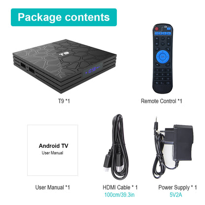 T9 4GB 64GB RK3328 Quad Core Smart Android 8.1 TV BOX Bluetooth4.0 H2.65 4K 2.4GHz/5GHz WIFI Set-top box Media Player