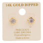 14k Gold Dipped Cz Stone Stud Earring