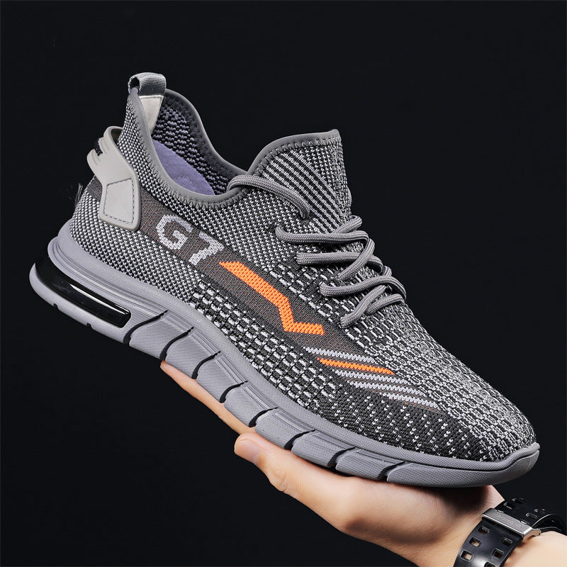 Flying Woven Sports Men's Shoes Summer Breathable Casual Shoes New Trend Mesh Coconut Shoes Men's Running Shoes