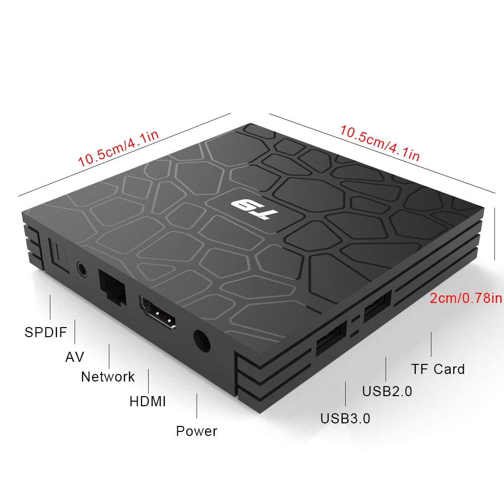 T9 4GB 64GB RK3328 Quad Core Smart Android 8.1 TV BOX Bluetooth4.0 H2.65 4K 2.4GHz/5GHz WIFI Set-top box Media Player