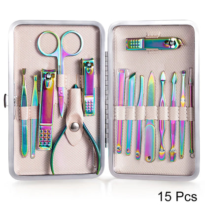 7-23 Pcs Professional Nail cutter Pedicure Scissors Set Stainless Steel Eagle Hook Portable Manicure Nail Clipper Tool Set