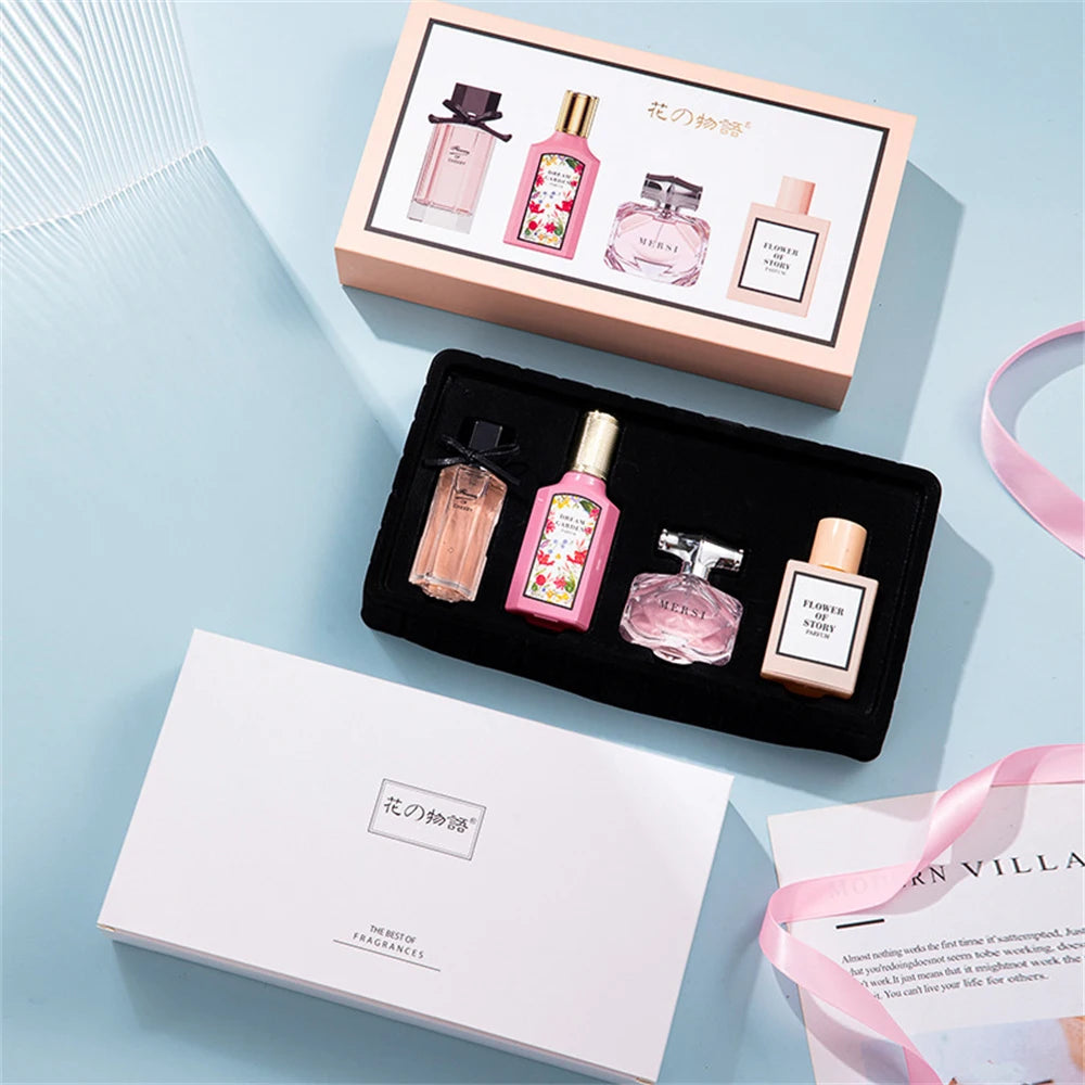 Floral Scent Gift Box 110ml Four Piece Set Women Perfume Pheromone Eau De Parfum Men Cologne Perfumes De Mujer Lasting Fragrance