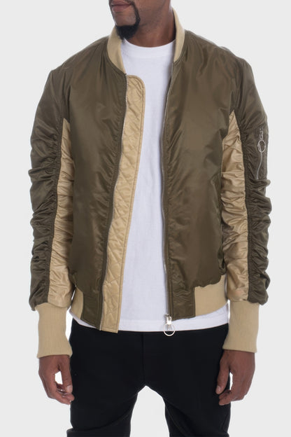 Two Tone Color Block Bomber Jacket