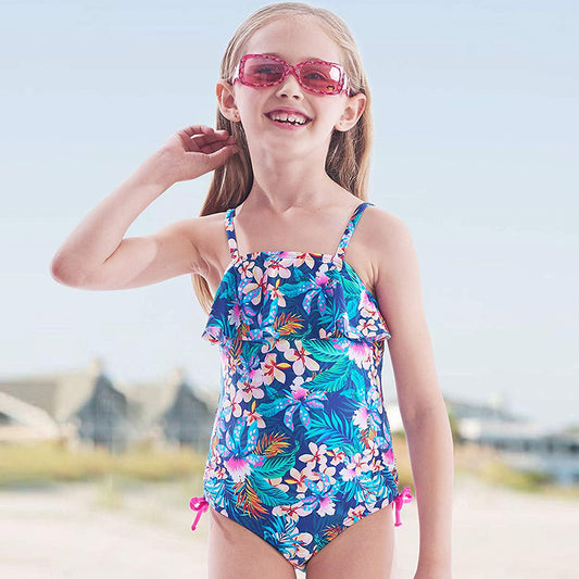 Girls Fashion Print Sling One Piece Swimsuit