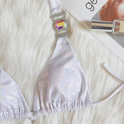 Ties Halter Bikini Glitter Set