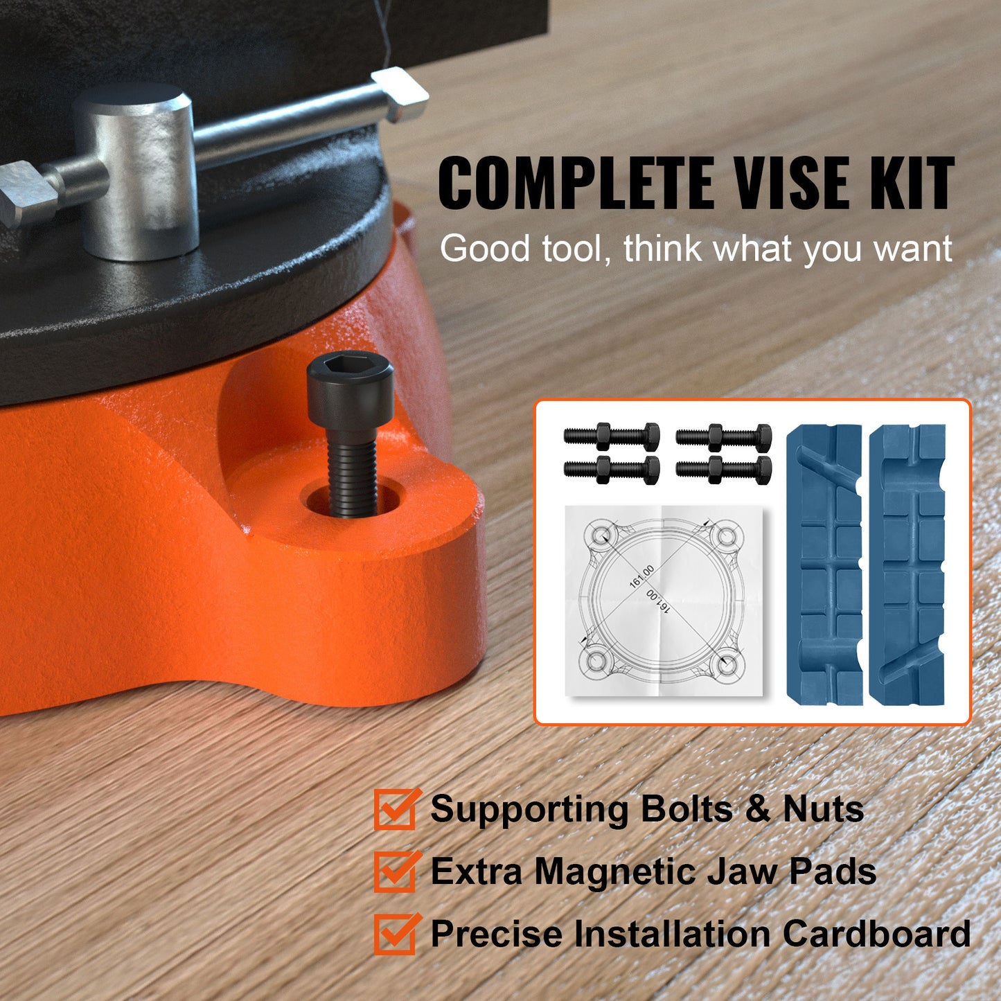 VEVOR 6inch Bench Vise W Anvil Swivel Locking Base Heavy Duty Ductile Iron