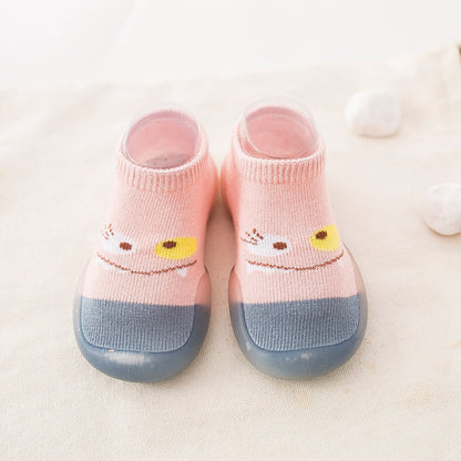 1 Pair Baby Socks Shoes Wear Resistant Flexible Rubber Sole Breathable Baby Infant Toddler Socks Shoes Pink 22/23, Inner Length 13.5cm / 5.3in