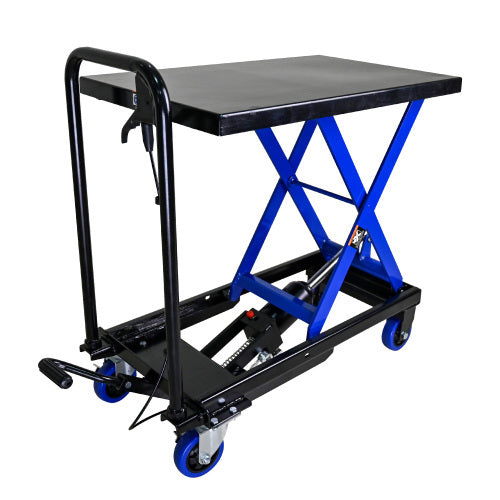 Hydraulic Lift Trolley, 500 LBS Capacity, With 4 Wheels, For Material Handling And Transportation, BLACK BLUE