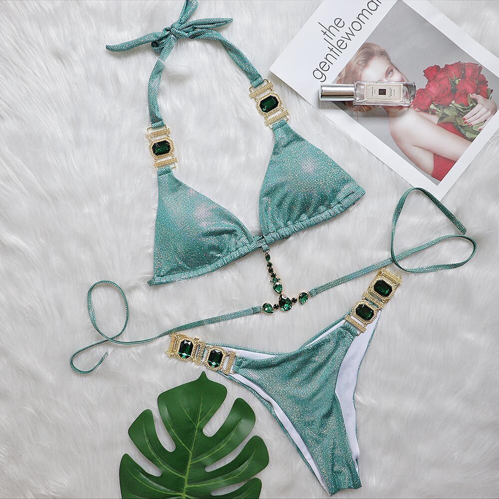 Ties Halter Bikini Glitter Set